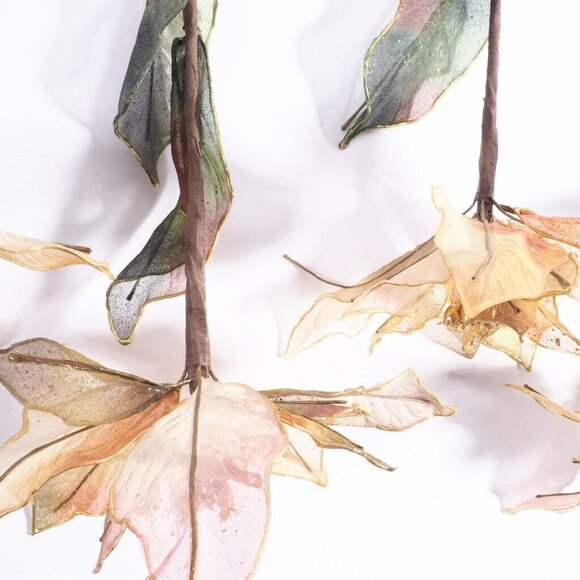 Artificial Poinsettia Garland Decoration With Red & Gold Flowers For Holiday Sea - Picture 7 of 9